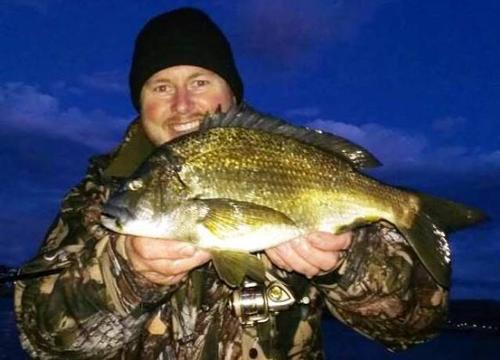Jamie Thornton with a Derwent Bream. © Carl Hyland